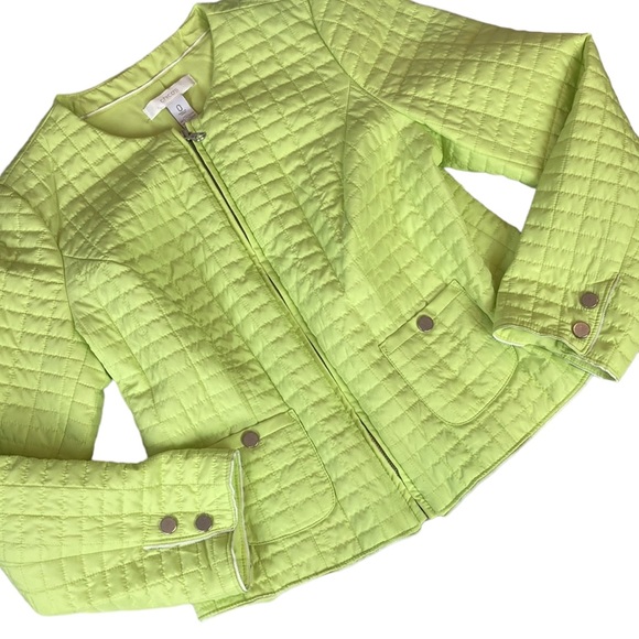 Chico's Chartreuse Yellow Green Quilted Jacket - Picture 13 of 13